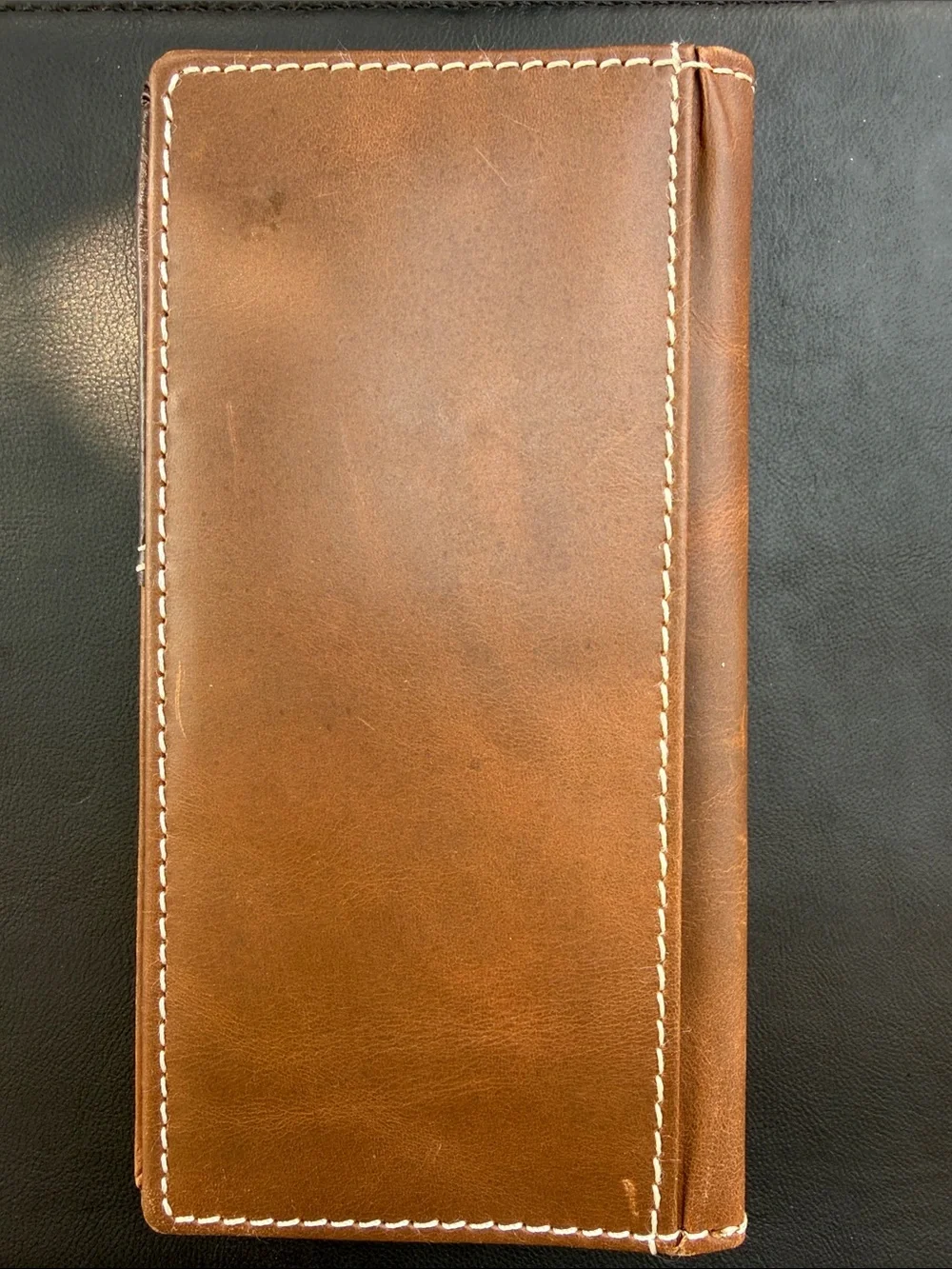 Men's Brown Leather Money Clip Wallet with Decorative Concho